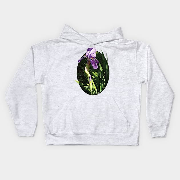 Irises - Purple Iris in Sunshine Kids Hoodie by SusanSavad